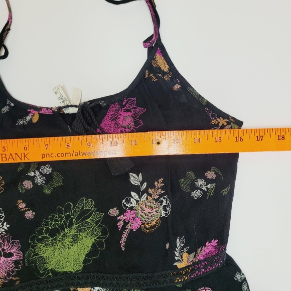 Mudd Dress Womens Medium Tiered Tie Front Dainty Witchy Floral Forest Nature VTG - Picture 4 of 11